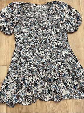 Another Love Floral Puff Sleeve Mini Dress — Size XL